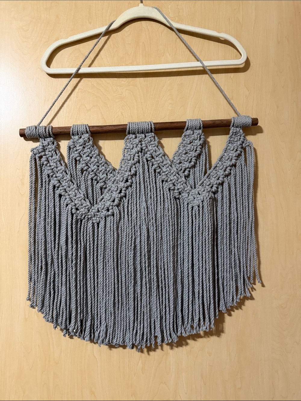 Handmade Macramé Wall Hanging - Gray Boho Decor